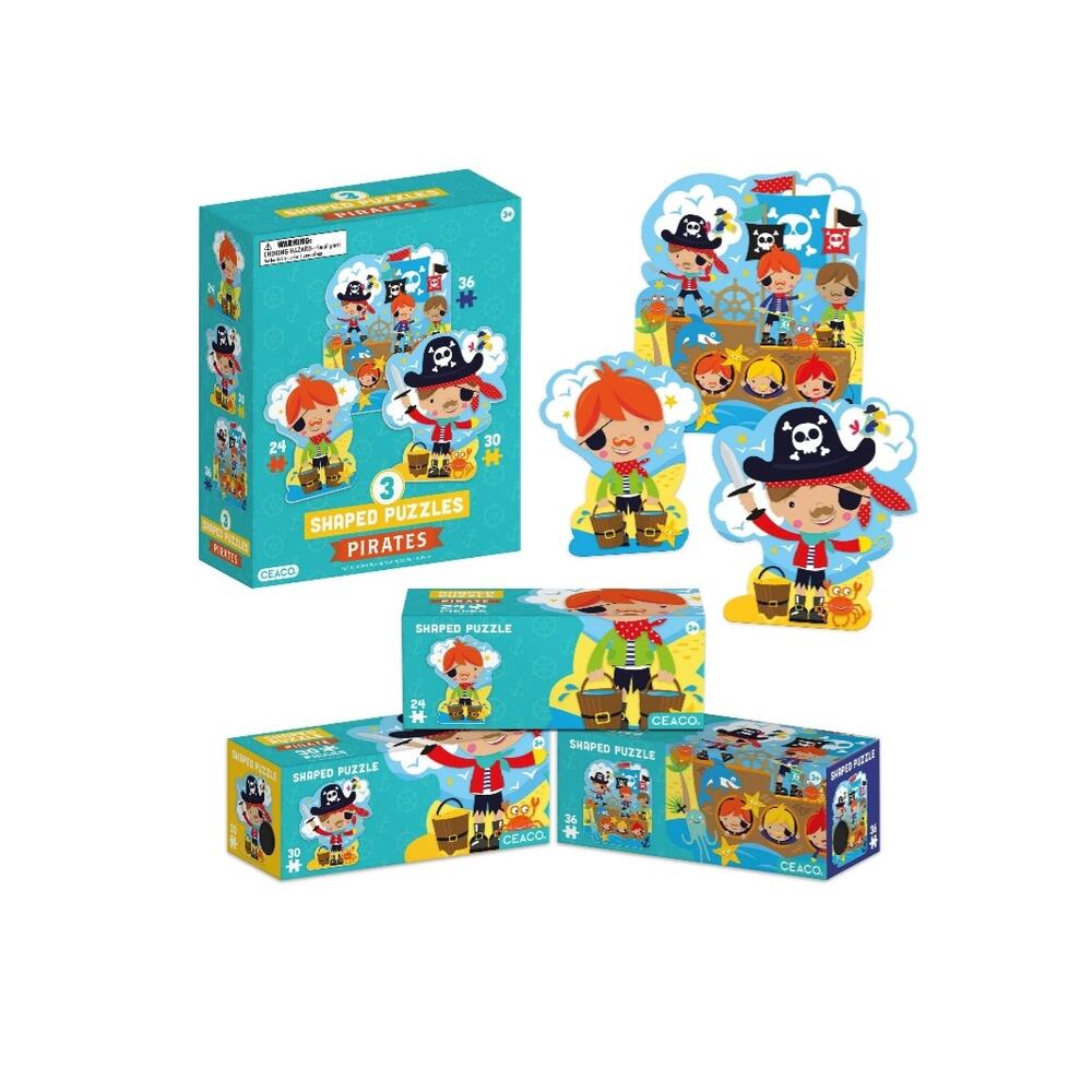 New 3 piece pirate puzzle gift set